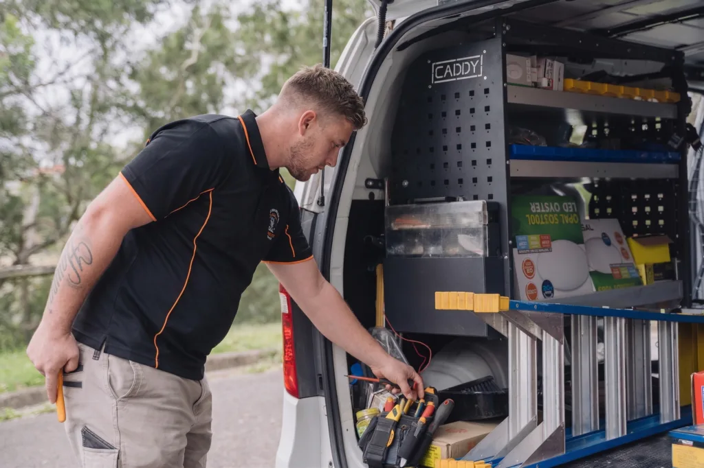Licensed Longueville electrician working on a residential job